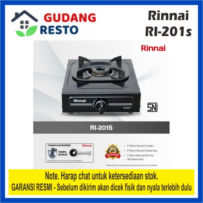 RINNAI RI-201-S KOMPOR GAS 1 TUNGKU RI-201S ELPIJI STOVE COOKER RI201-S  SUN BURNER LAPISAN CEFLON