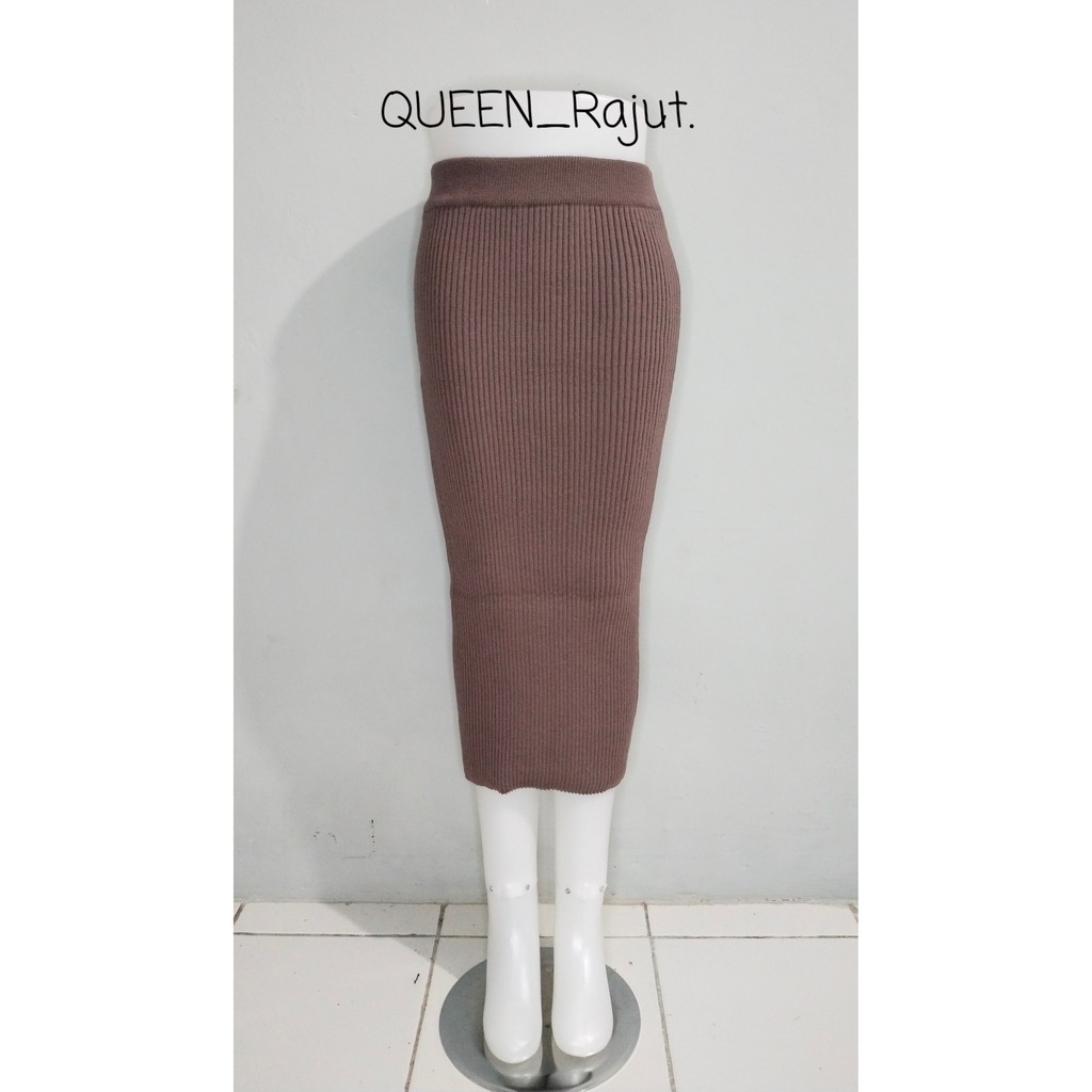 ROK SPAN RAJUT/ROK SPAN KNITTED/ROK PANJANG DAN ROK 7/8 PREMIUM-BURGUNDY