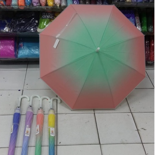 Payung Tongkat Motif Pelangi / Payung Standar Warna Warni