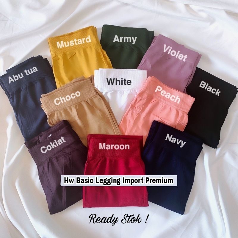 ☄️COD☄️ Legging Hw Basic Polos Premium Import Tebal Fit S to XXL Jumbo