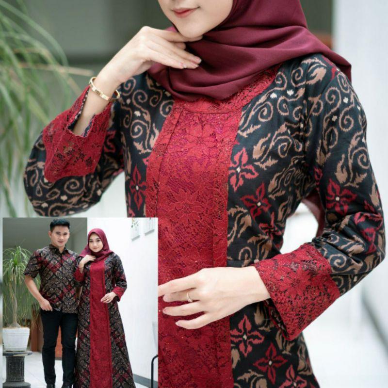 BATIK COUPLE KEKINIAN TERBARU / GAMIS BRUKAT COUPLE KONDANGAN / SARIMBIT BATIK MURAH / KEMEJA COUPLE