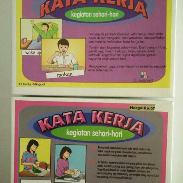 Kartu kata kerja ibu dan anak IQ deve