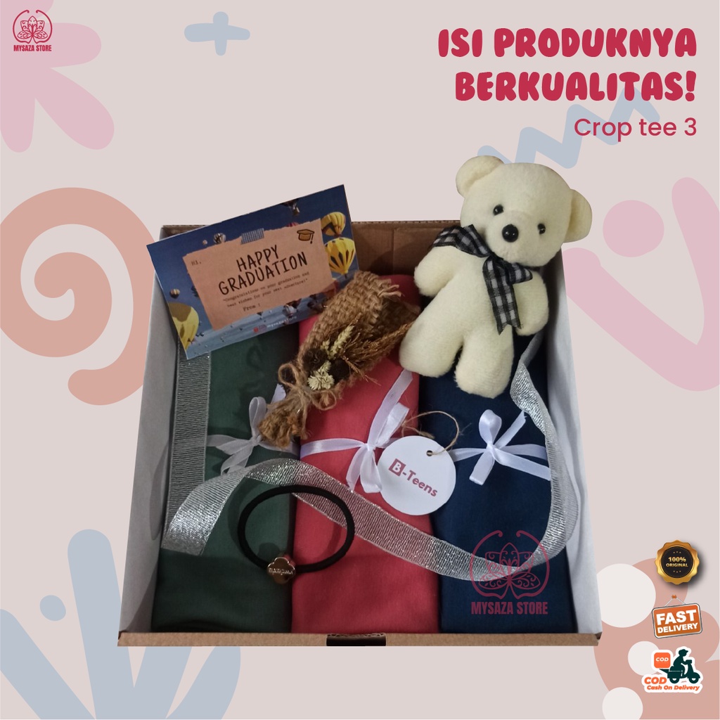 

Paket Hampers Kado Hadiah Ulang Tahun Cewek Gift Box Birthday Souvenir Koas Crop Top Tee dan Boneka Aestethic By Mysazastore