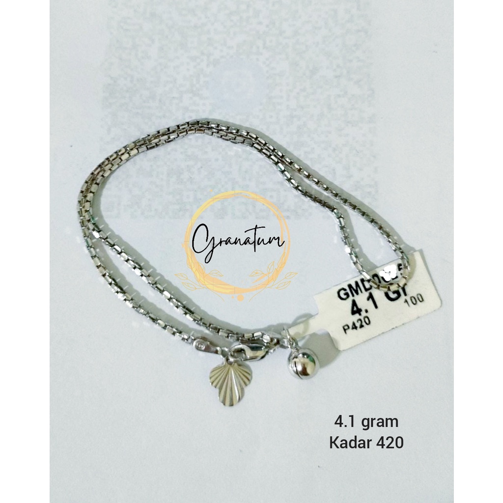Gelang Kaki Emas Putih Asli 4.1 gram Kadar 420 Model Italy Santa