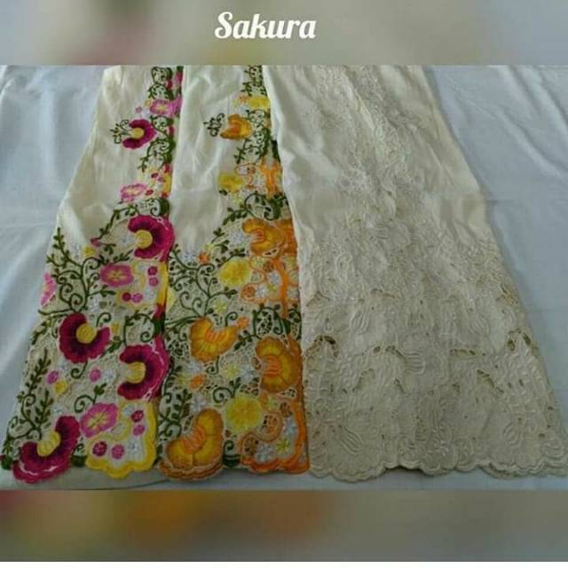 Kebaya Bali | Kebaya Semi Bordir Sakura bahan Katun Swiss