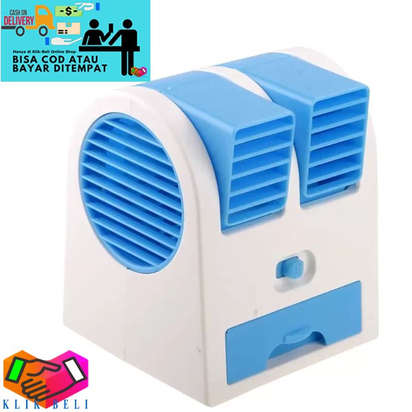 Kipas Angin AC Mini Fan Portable / Double Blower USB Fan