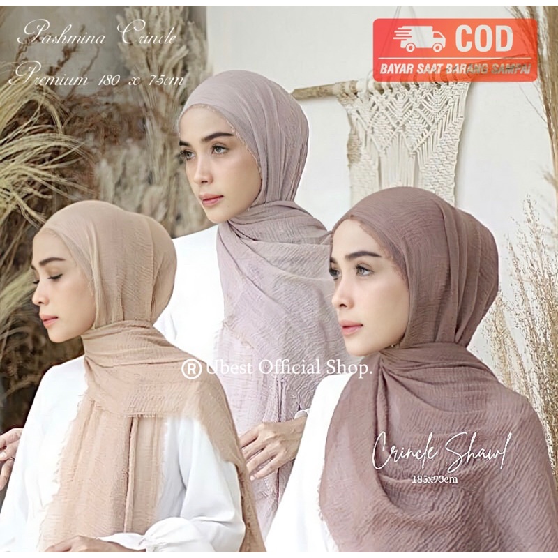 Pashmina Crinkle Shawl Premium / Pashmina Rawis / Pashmina Crincle / Hijab Pashmina Crinkle / Jilbab