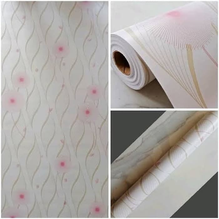 CY1048 Motif Bunga Kapas Pink 10m X 45 cm Wallpaper Stiker Dinding