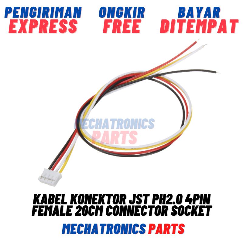Kabel Konektor JST PH2.0 4Pin Female Kabel 20cm 4P PH 2.0mm PH2 Connector Socket