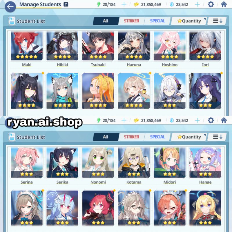 Akun Blue Archive Global 14 Ssr Azusa, Iori, Hibiki, Haruna, Shun, Midori, Karin, Hoshino, Shiroko, 