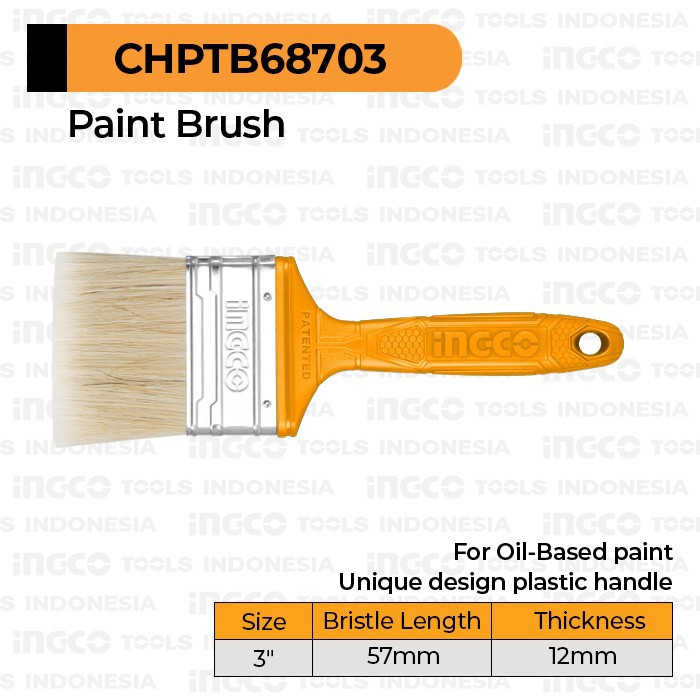 

Paint Brush (3") INGCO CHPTB68703 Kuas Cat Minyak 57 mm Kayu Besi Inch