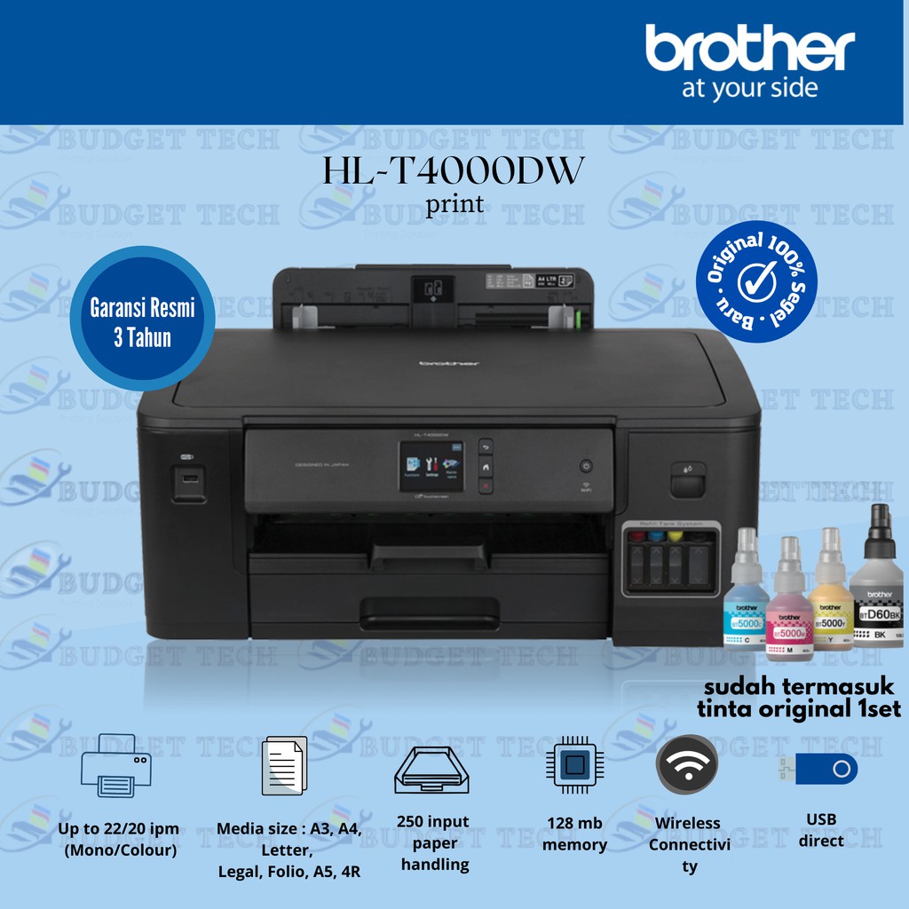 BROTHER HL-T4000DW A3 Printer Ink Tank HL T4000 DW | Hanya bisa Print | ORIGINAL GARANIS RESMI