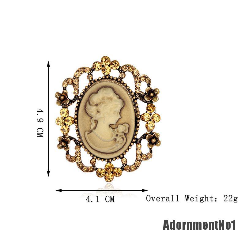 (Adornmentno1) 1pc Bros / Pin Gaya Victoria Motif Cameo Aksen Kristal Untuk Aksesoris Wanita / Pesta Pernikahan