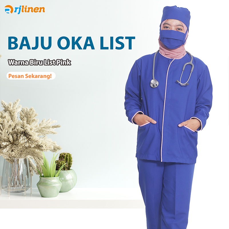 Baju Seragam OKA LIST Perawat Suster Petugas Medis Klinik Bidan Rumah Sakit Lengan Panjang