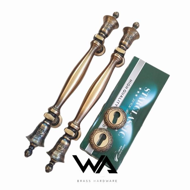 PROMO Kunci Pintu Rumah / Handle Pintu Kuningan Lonceng Antik Set Kunci