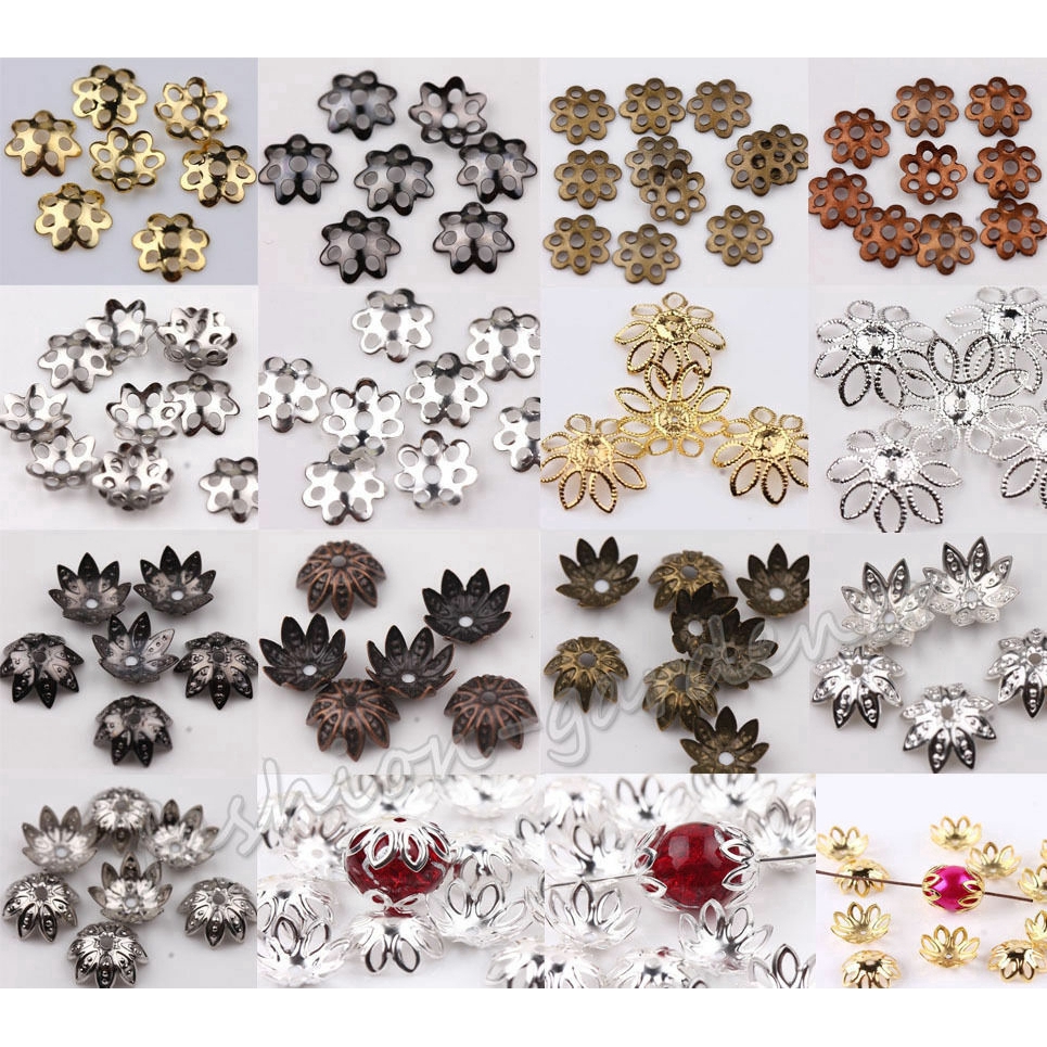 Metal Flower Beads Cap gold silver bronze bead caps For Jewelry Making DIY craft findings beads Bracelet earrings