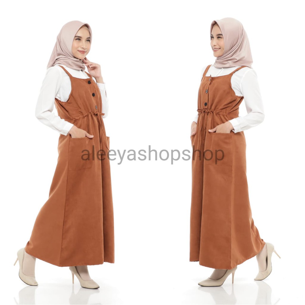 Kora Overall Bahan Suede WARNA MAROON