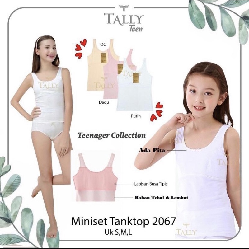 Singlet Tanktop Miniset Dalaman Remaja Anak Perempuan Katun Adem T2068/T2067