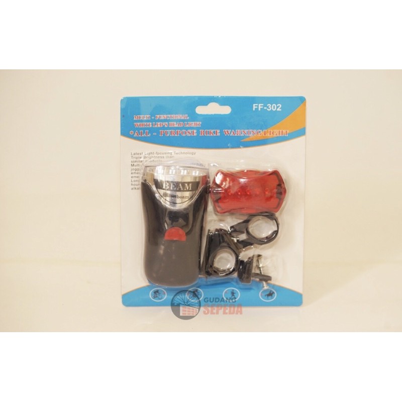 Lampu Sepeda Depan Belakang 1 set pasang di stang dan seatpost import berkualitas terang dan merah-1