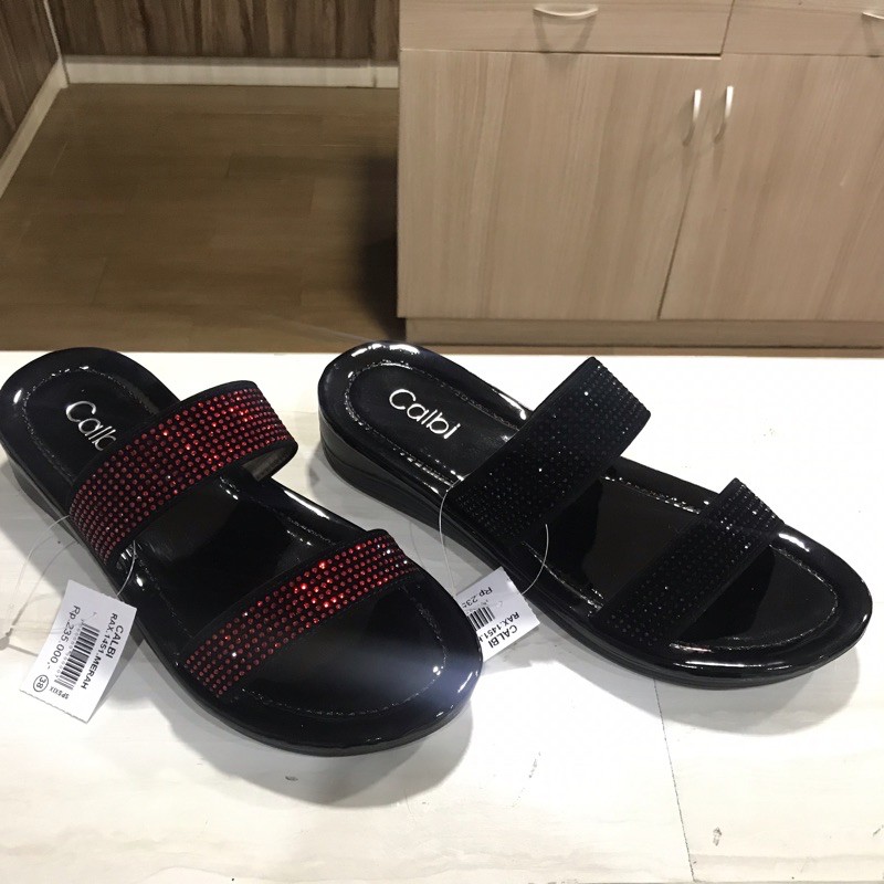Sandal Calbi Asli Wanita Rax 1451 Hitam merah