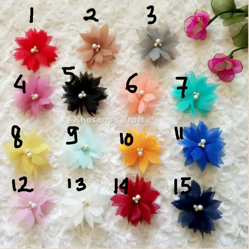 Bunga solder lancip / bunga organza / aplikasi bunga ~ murah