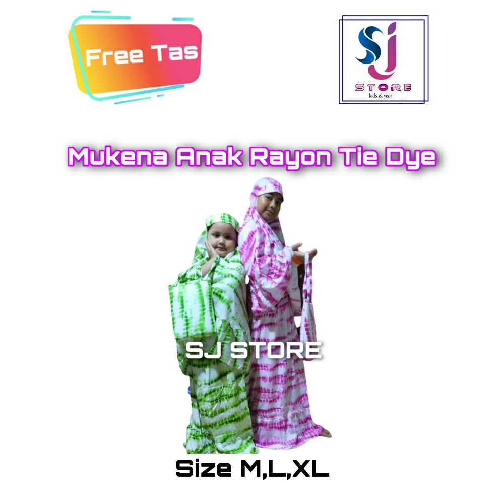 Mukenah Anak Perempuan / Mukena Anak Terbaru Rayon Tie Dye Fre Tas 1 - 10 Tahun