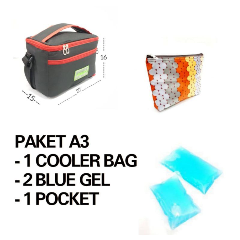 PROMO PAKET A3 , COOLER BAG ARGEN + 2 BLUE GEL + 1 POCKET s1