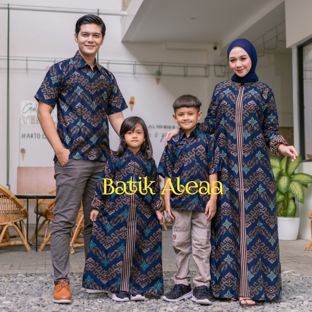 NEW ARRIVAL COUPLE KELUARGA GAMIS HEM SONGKET ZIGZAG BARU BIRU