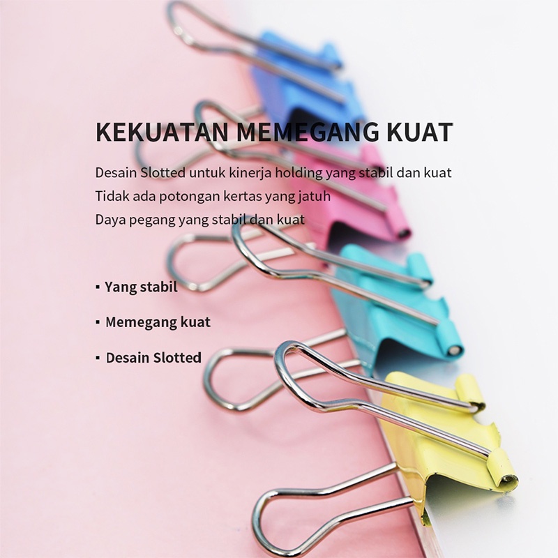 Deli Binder Clip 40 Pcs Klip Kertas Binder Klip 19mm 4 Warna Kebutuhan Kantor Binder Clips