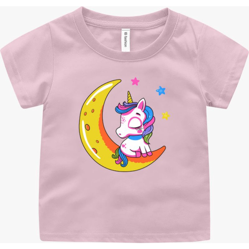 Kaos Anak Perempuan Umur 2 Sampai 10 tahun Unicorn Bulan T shirt Anak Cewek Baju Oblong Anak