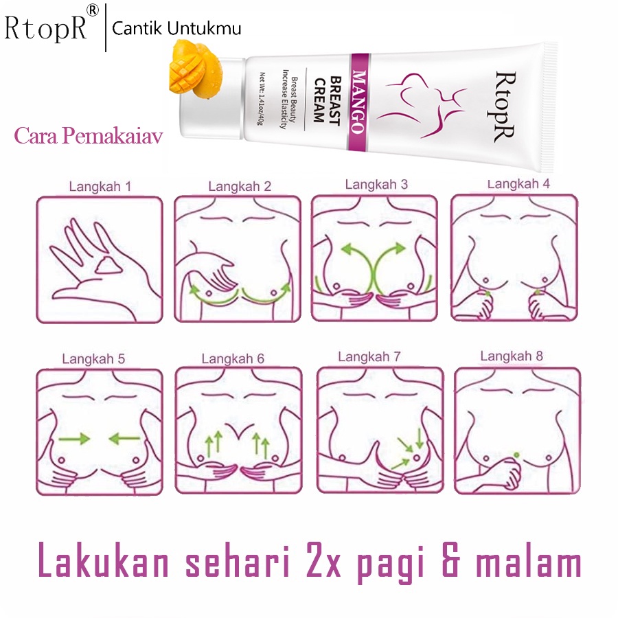 RtopR pembesar payudara Mango Sexy Boobs Cream -pembesar payudara ampuh permanen &amp; Pengencang/mengencangkan Payudara  Bust (Pengaktif Hormon Kewanitaan)40g