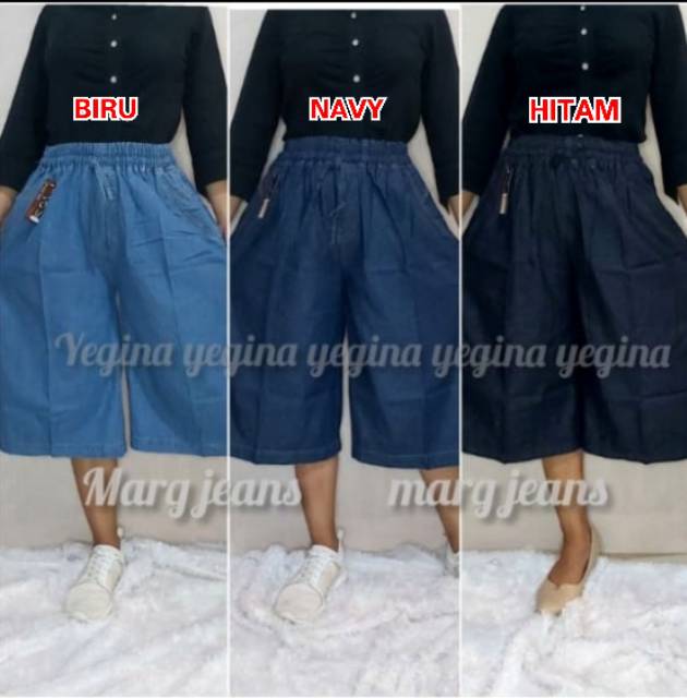 Kulot Jeans Pendek 7/8 Premium Uk.Standar XL Dan Jumbo XXL / Buat BB 45Kg-95Kg