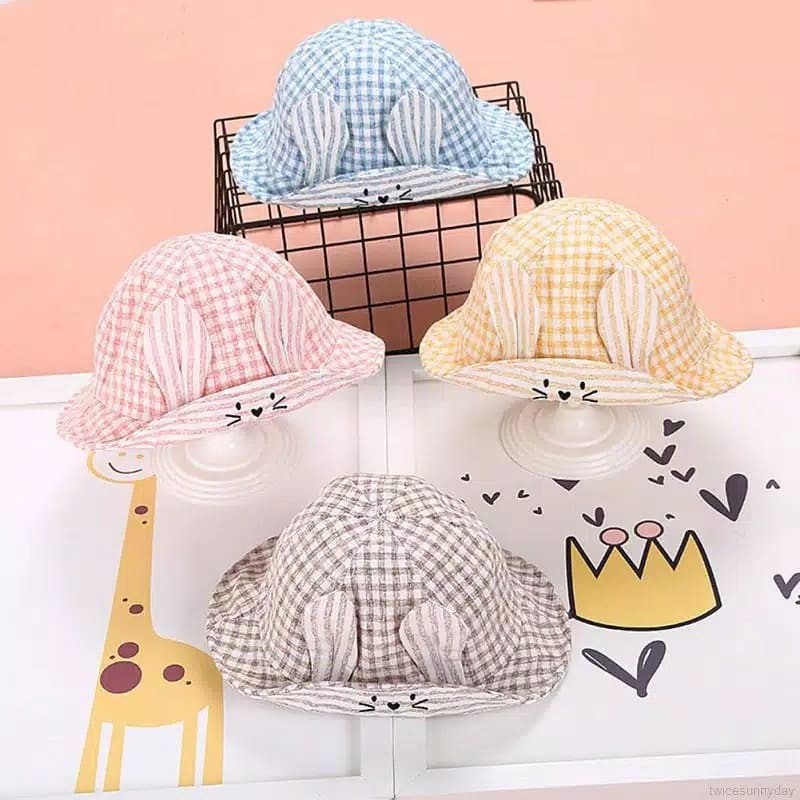 Topi Bucket Bayi / Anak Laki-laki / Perempuan Desain Telinga Kelinci