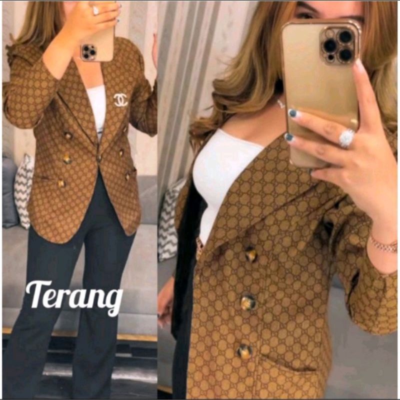 BLEZER GC COKLAT  IMPORT BKK/blezer viona wanita fashion terbaru