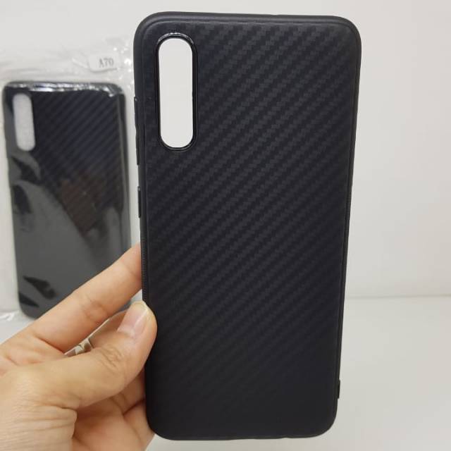 Soft Case Samsung A70 6.7 inchi Black TPU Fiber Carbon Samsung Galaxy A70 Casing Samsung A705