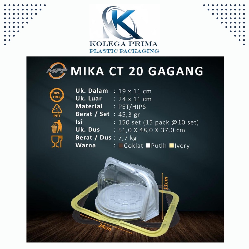 MIKA TUMPENG MINI/ MIKA TART 20CM GAGANG/ CT 20 GAGANG ISI 10PCS