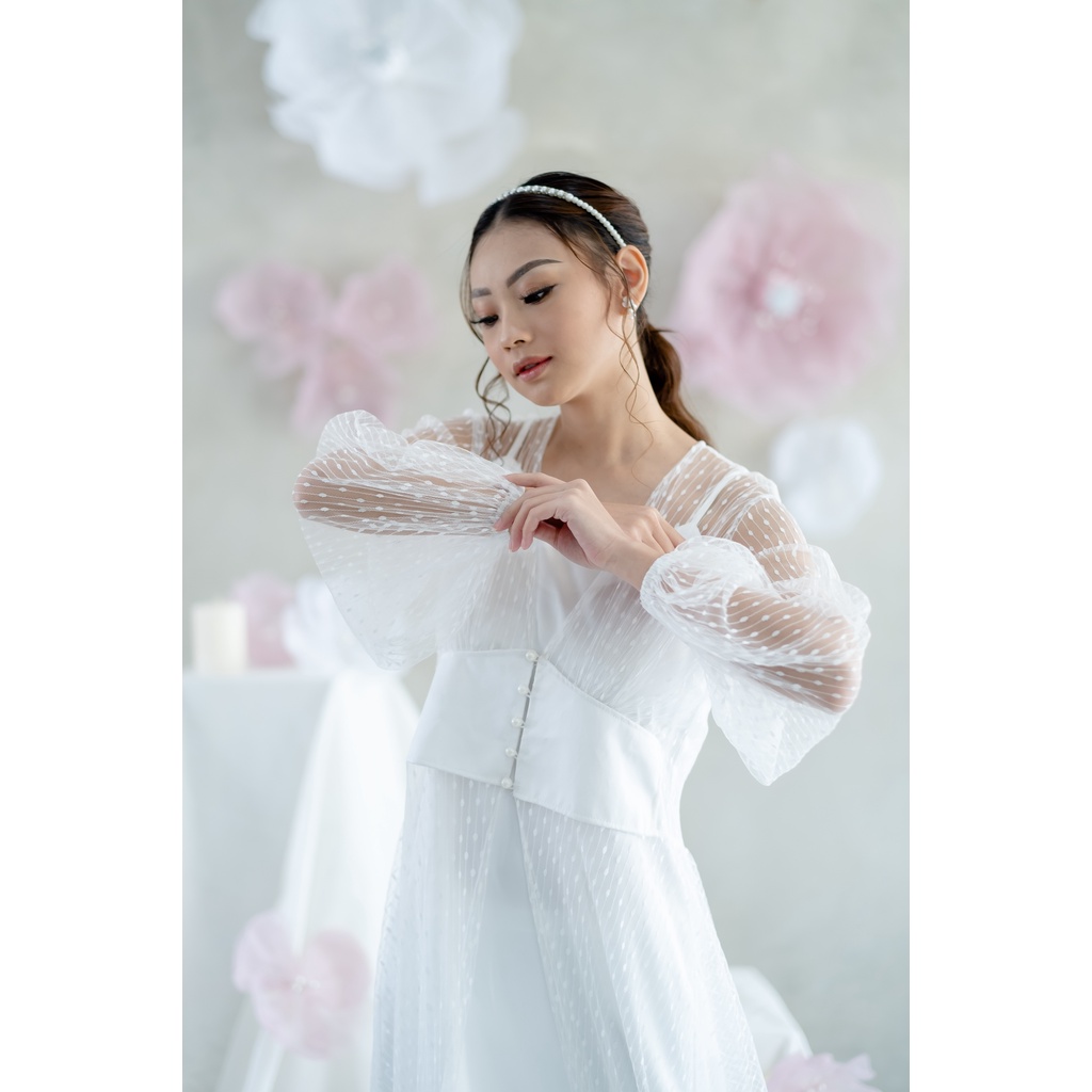 Serenity Tulle Obi Robe- FAE Collection- Kimono Pengantin Bride Robe Maternity Robe Premium 3D Brokat Wedding Robe