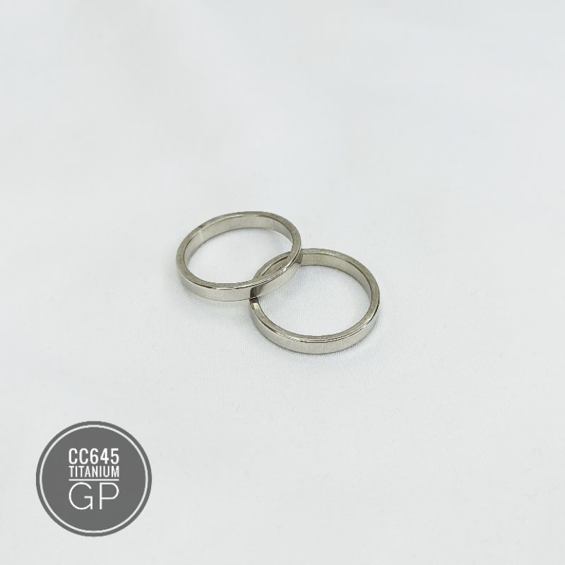 Cincin Titanium Tipis Polos Silver 2mm CC645