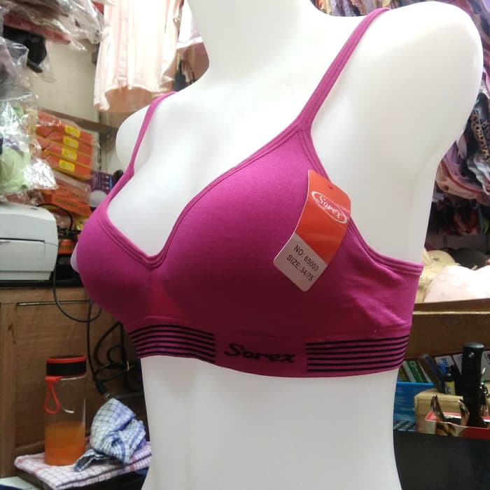 Bra Sport Sorex 65003 Bra Basic untuk Sehari - hari Tanpa Kawat dengan Busa Tipis dan Motif Garis