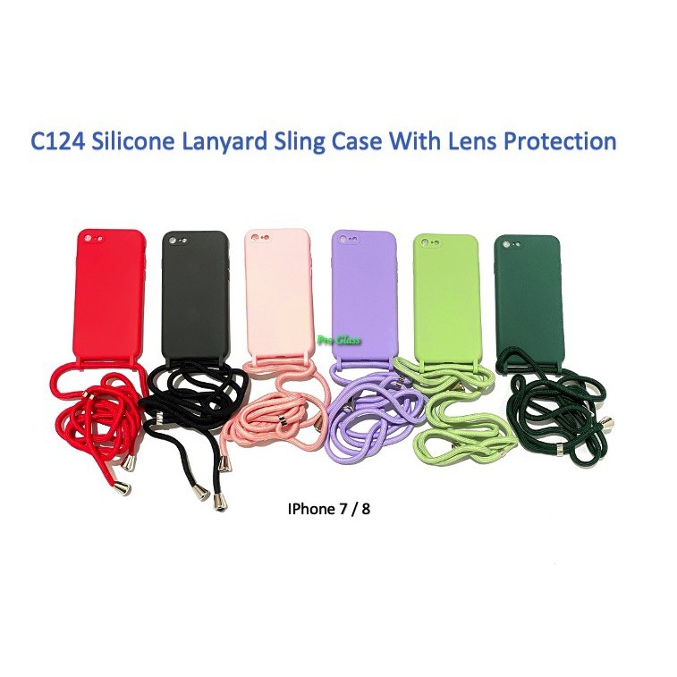 C124 Iphone 7 / 7+ / 8 / 8+ / X / XS / XR / XS MAX  Lanyard Sling Silicone Case Tali