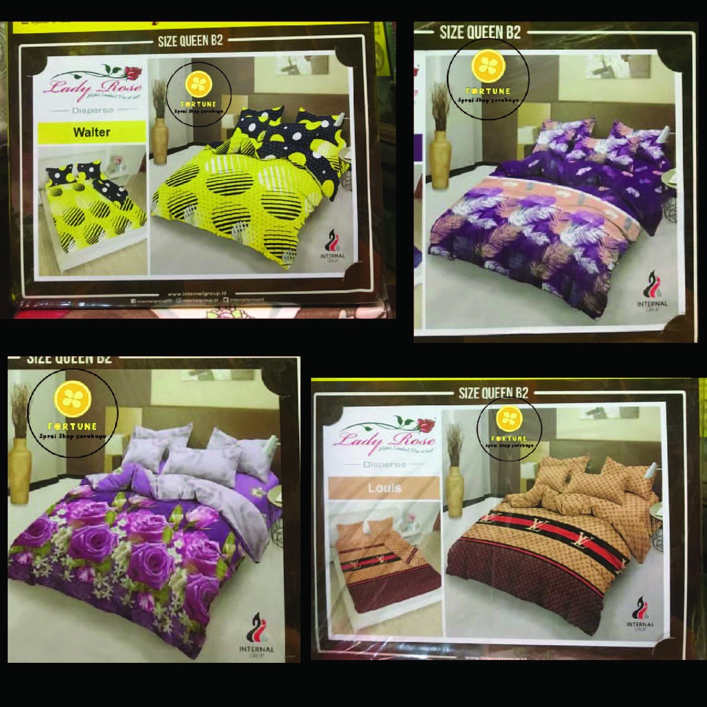 Sprei Queen LADY ROSE 160x200 (Bisa COD) Motif Terbaru 3in1