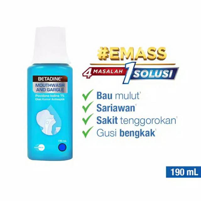 Betadine Moutwash & Gargle 190ml | Obat kumur Antiseptic