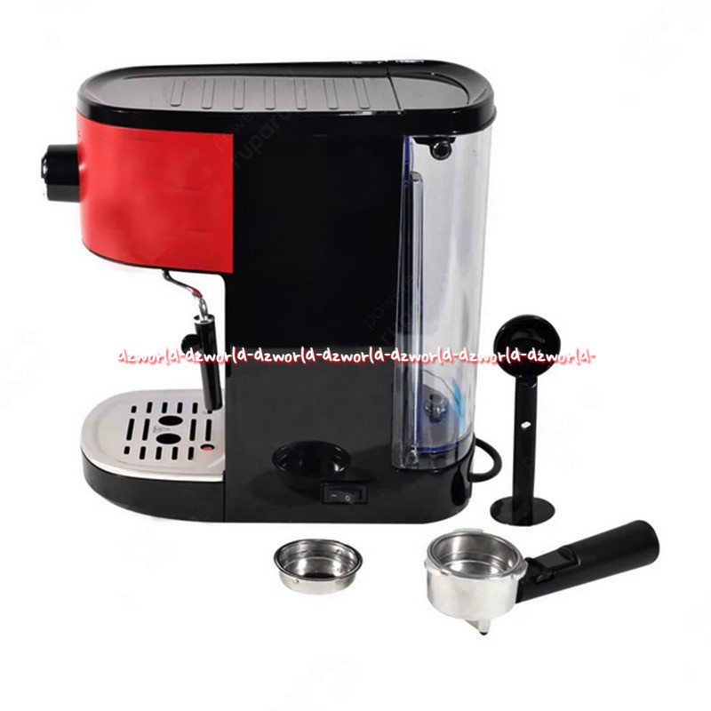 Klaz High Pressure Coffee Maker Espresso 1.2L Alat Membuat Kopi Klas warna merah Hitam Red Black Mesin Penghancur Biji Kopi