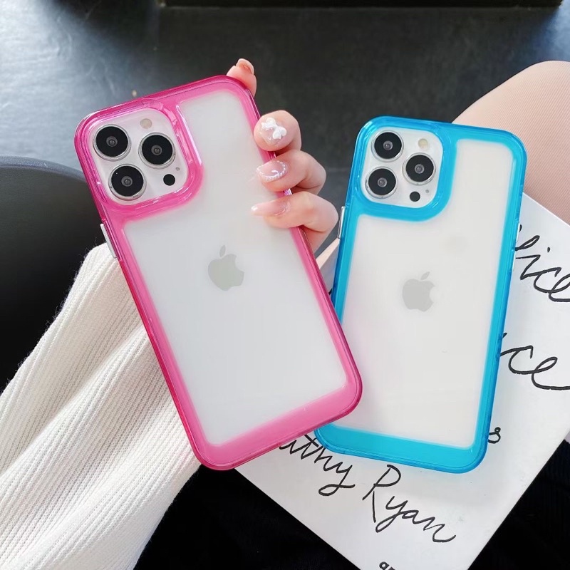 Soft Case Bemper Candy Bening iPhone 14 PRO MAX 14 PLUS 14Pro 14PROMAX 13 12 12 PRO MAX With Frame Softcase Silikon Jelly Clear Cover Casing