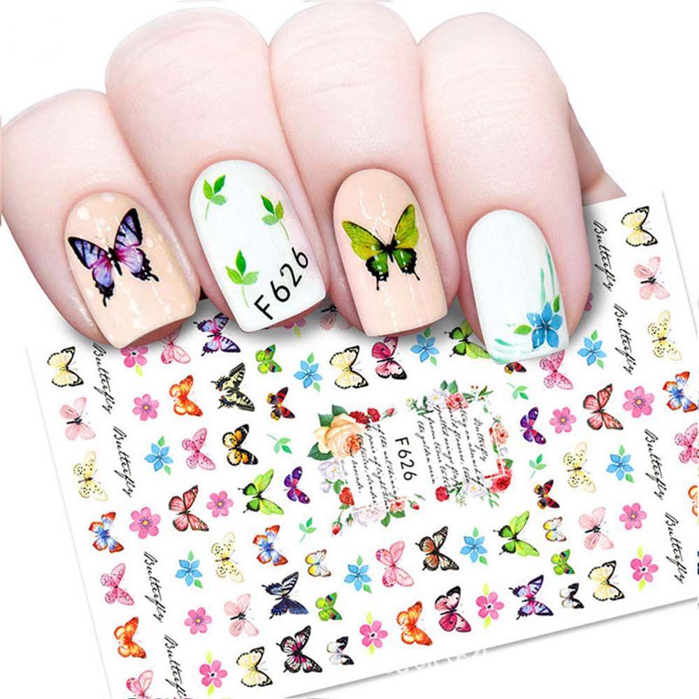 Mxbeauty Stiker Kuku Fashion Retro Bunga Peony Kupu-Kupu Manicure Nail Art Dekorasi