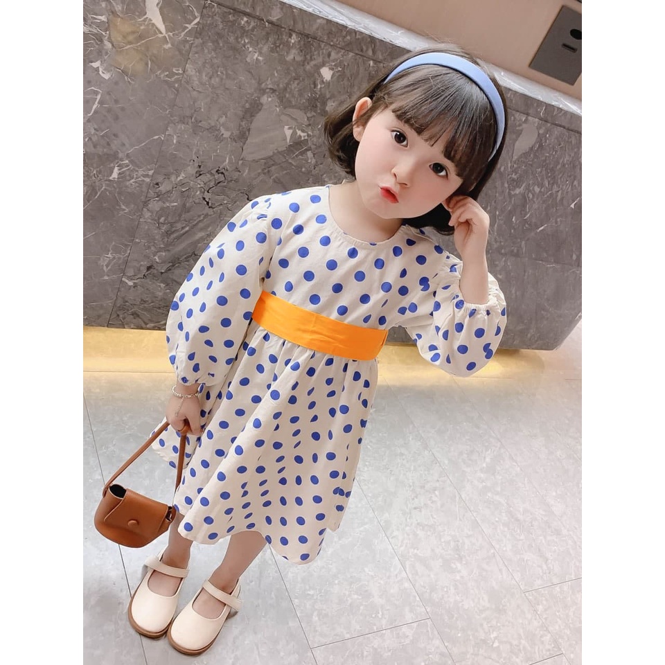 Meonky Official Shop Big Ramadhan Sale Baju Anak Perempuan Lengan Panjang Dress Pita Motif Polkadotte Made In Import ,100% Bahan Katun Yang Kualitas Premium Cocok Untuk Anak Usia 3 tahun Sampai 4 Tahun (G - 5)-8