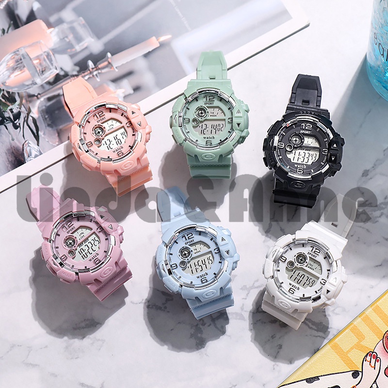 Jam Tangan Sport Wanita Dan Pria Digital Rubber Gaya Korea Fashion Import