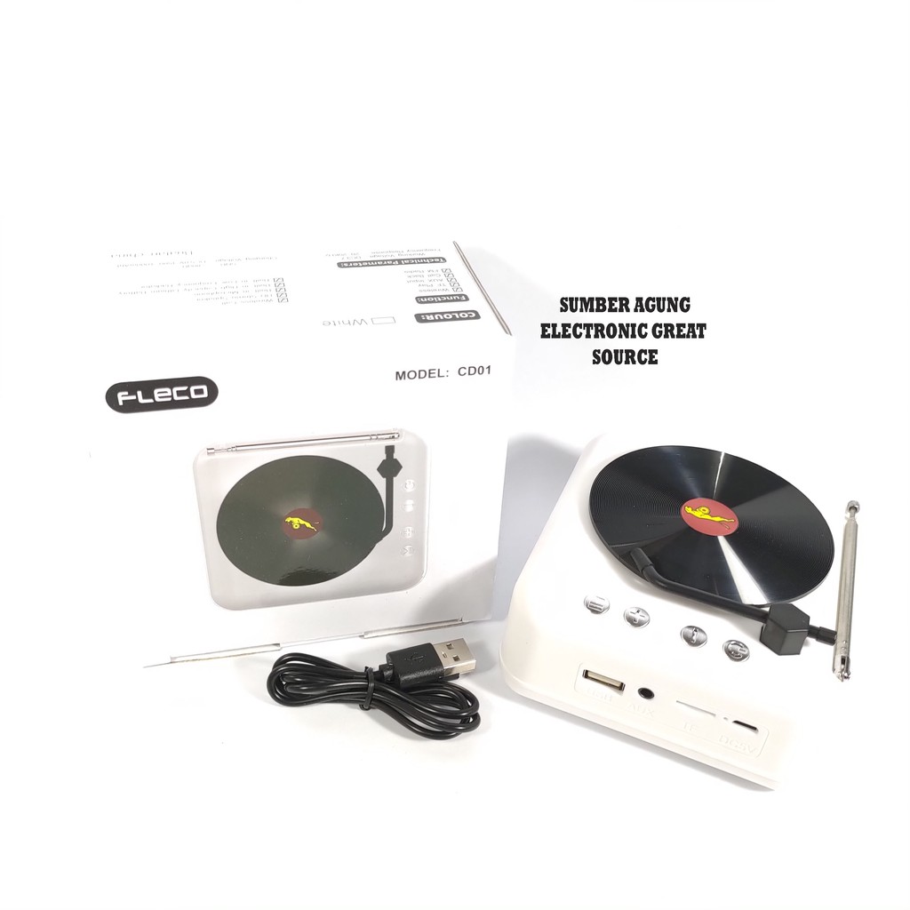 Fleco DC01 Speaker Bluetooth Antena Cas Charge USB Memori Model Piring