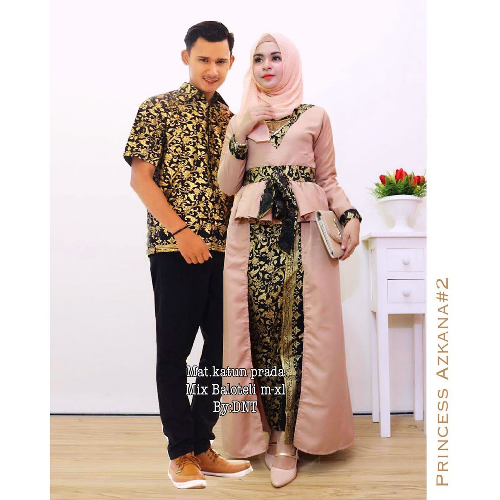 Sarimbit Batik Elegant Couple Princes Askana - Warna Merah, Tosca, Late, Hitam, Kuning - M L XL