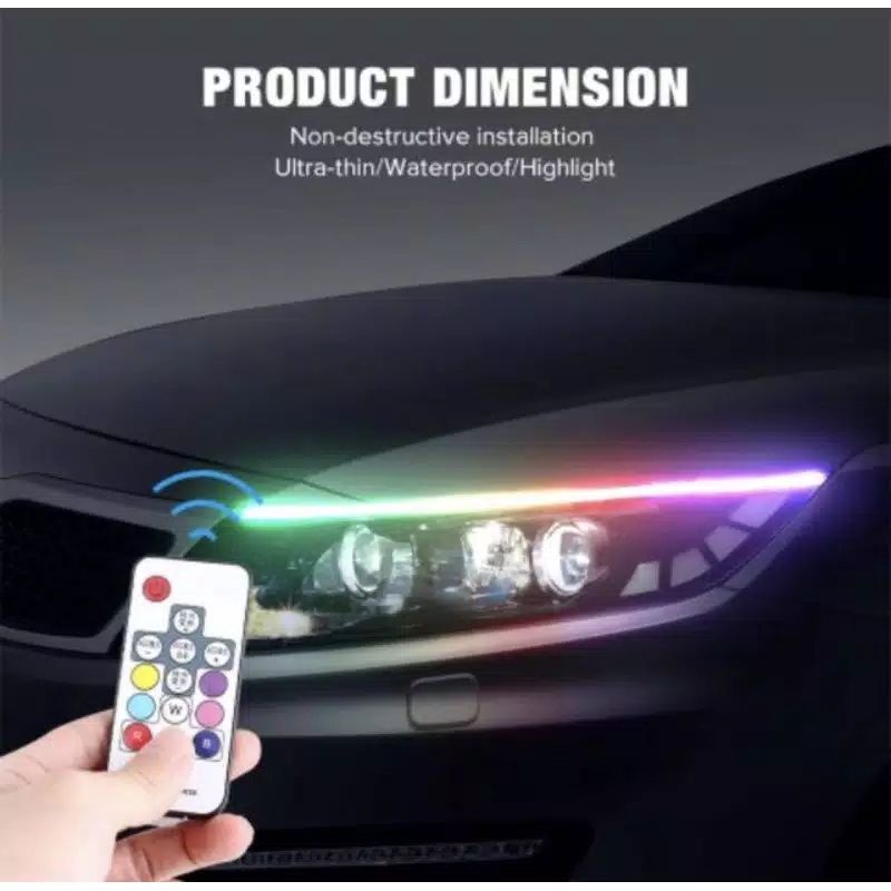 lampu alis rgb drl flexibel slim rgb remote rubah warna 30cm 60cm nmax pcx mobil lexi adv semua motr